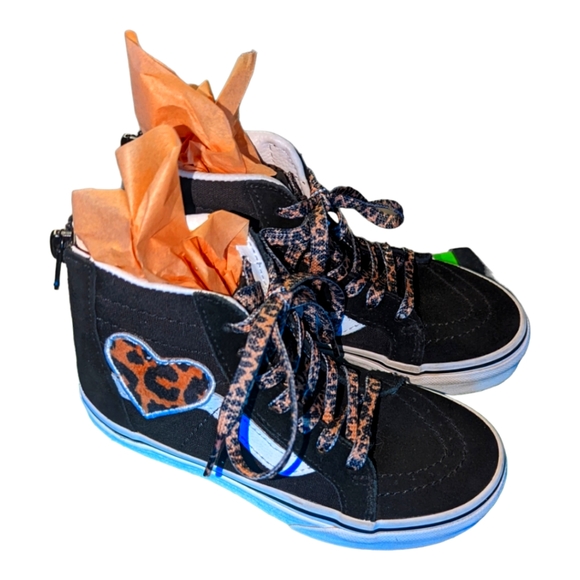 Black & Leopard Old School Vans - Picture 1 of 5